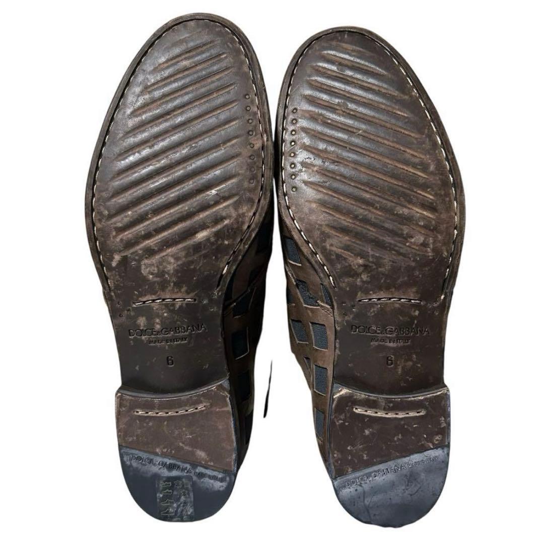 Dolce & Gabbana ブラウン ネット ダービー レザーシューズ