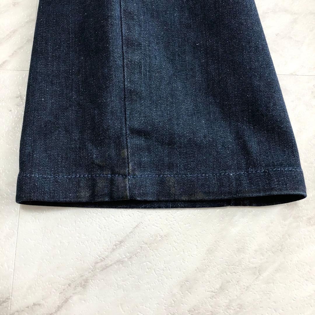 【美品 希少】ZILLI デニム パンツ ストレッチ 濃紺 総柄 レザー 48