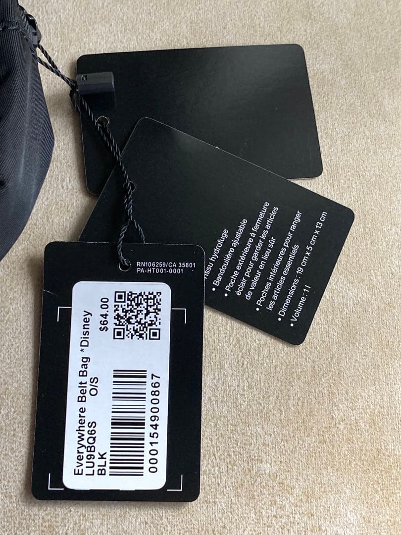【新品未使用タグ付き】ディズニー x ルルレモン ベルトバッグ 1L ミッキー