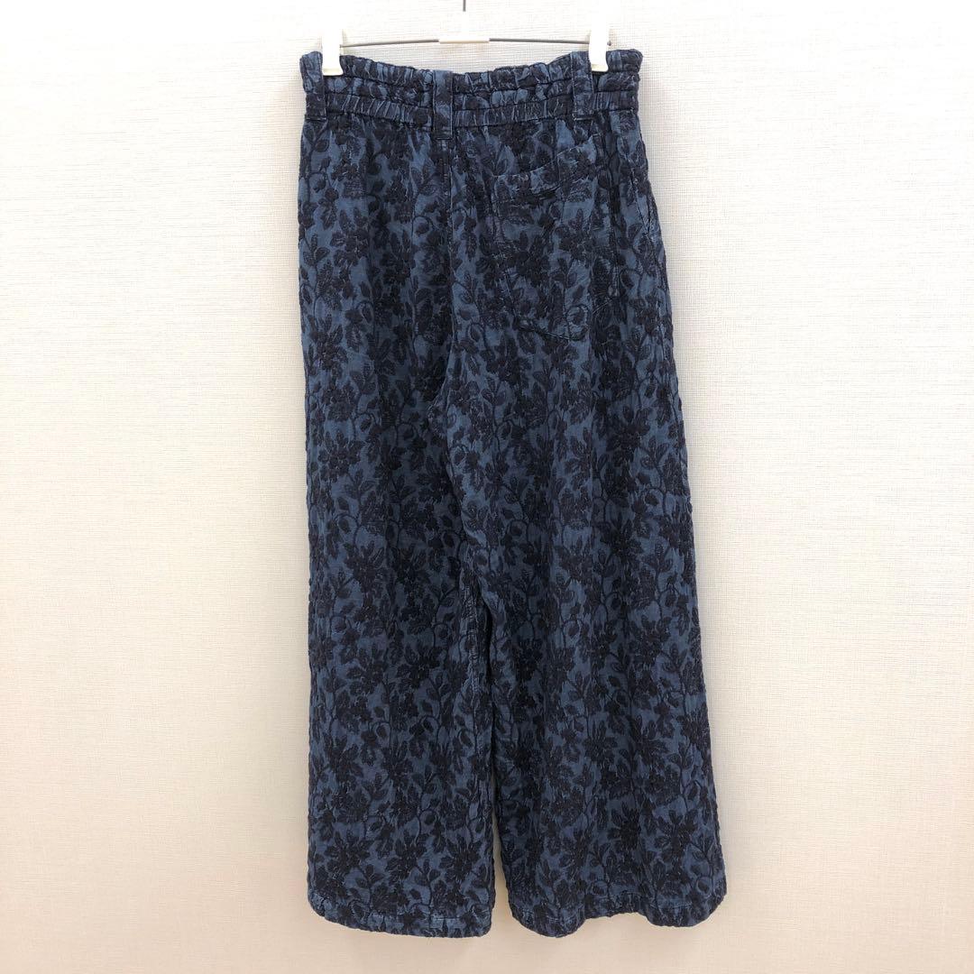 BEARDSLEY デニム 刺繍パンツ 1サイズ 花柄 ワイド パンツ 青 紺