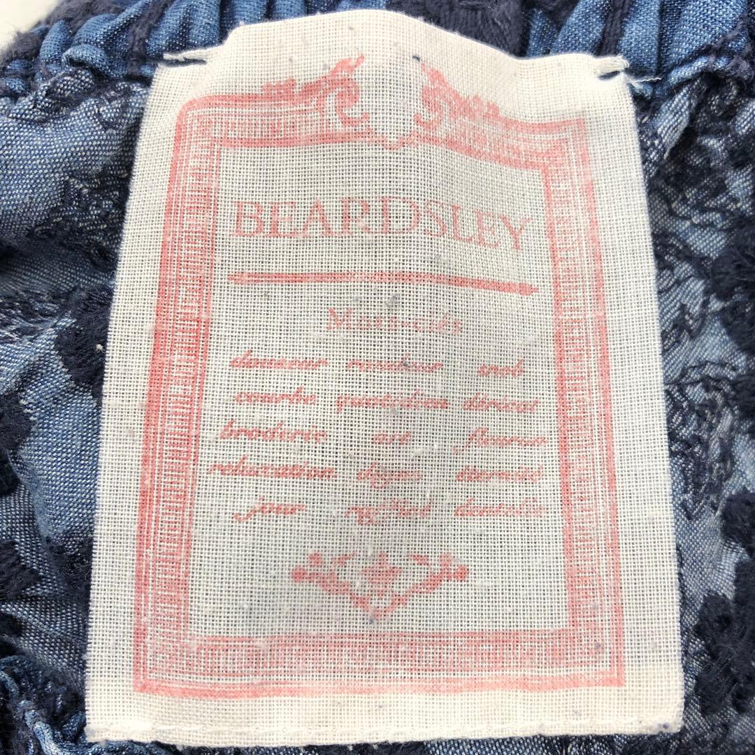 BEARDSLEY デニム 刺繍パンツ 1サイズ 花柄 ワイド パンツ 青 紺