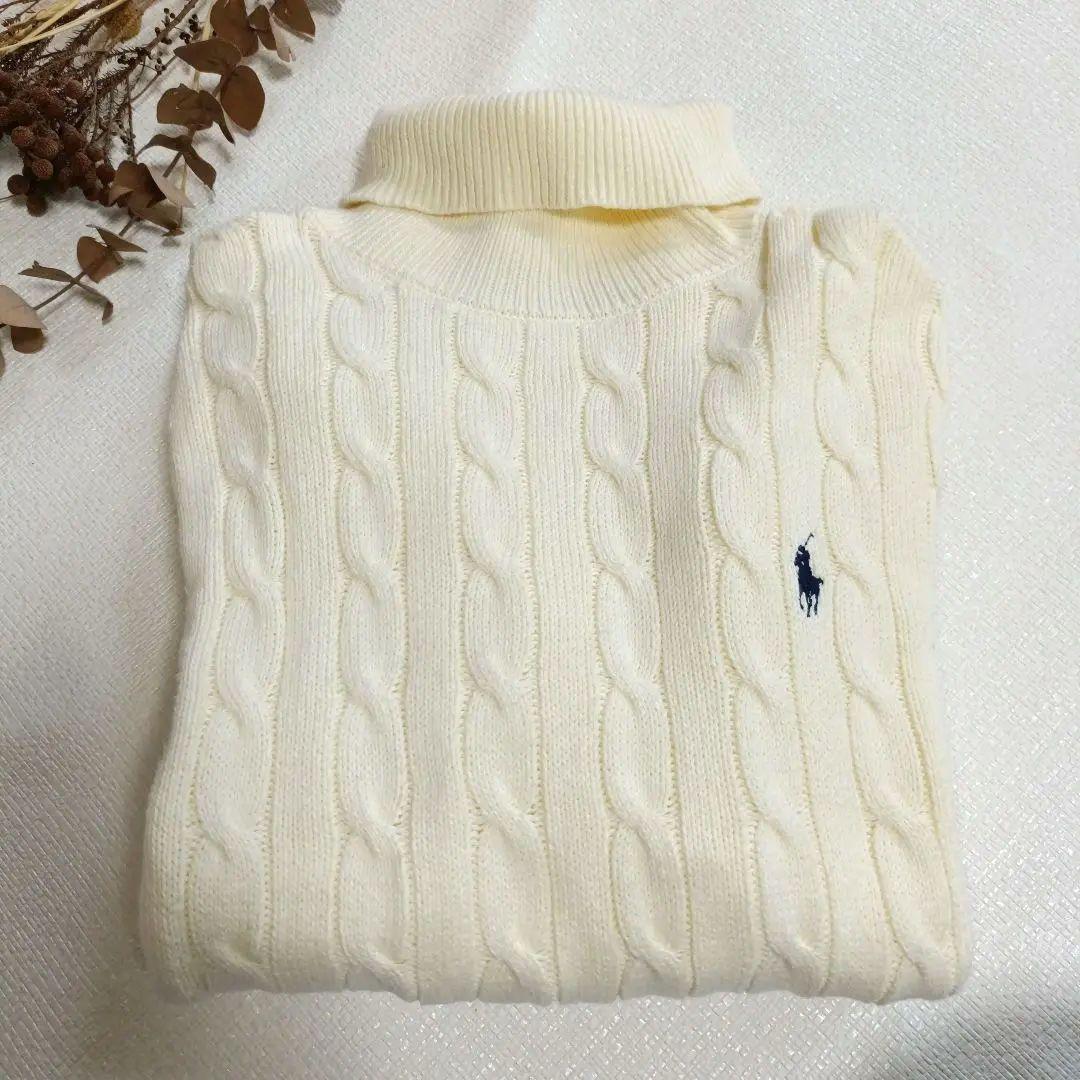 ポロラルフローレン　ケーブルニットハイネック　タートル　アイボリー