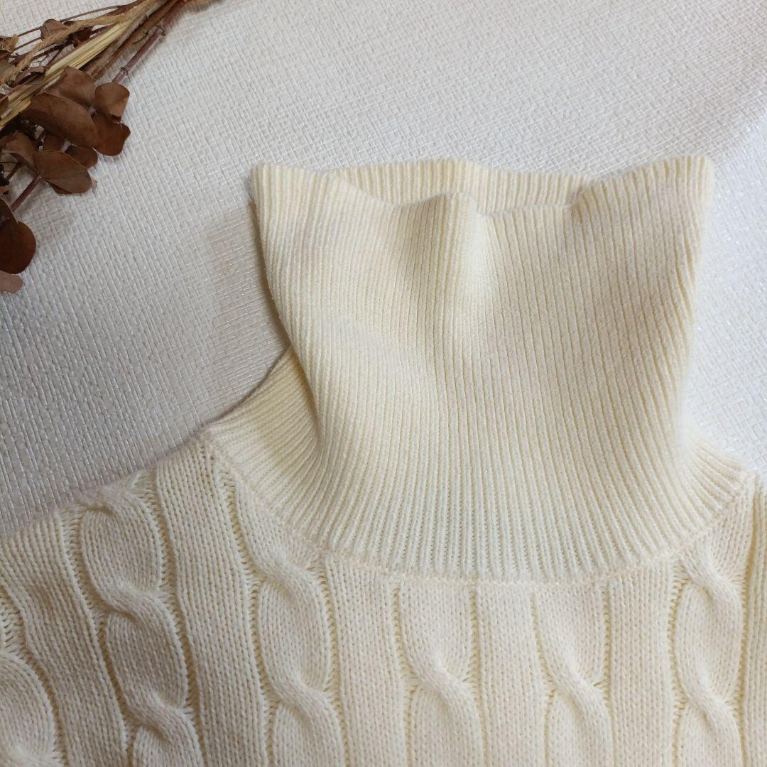 ポロラルフローレン　ケーブルニットハイネック　タートル　アイボリー