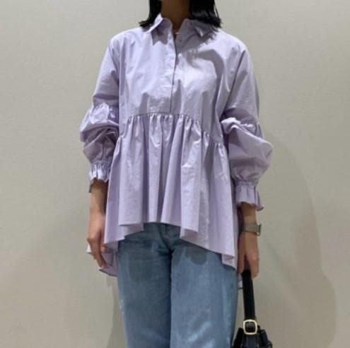 ミラオーウェン　シャツ衿ボリュームブラウス