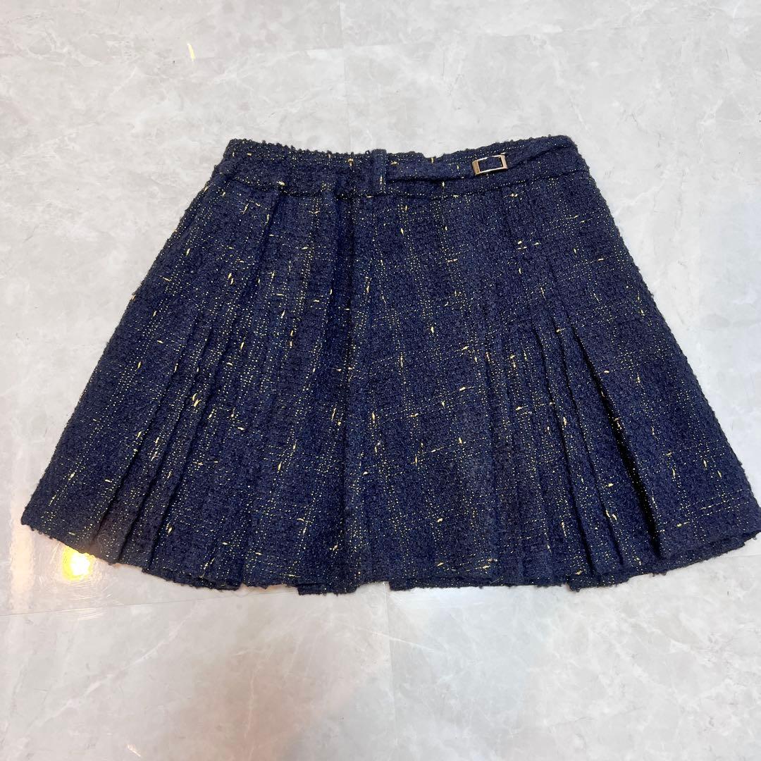 エムミーエメ Check box pleats skirt NAVY