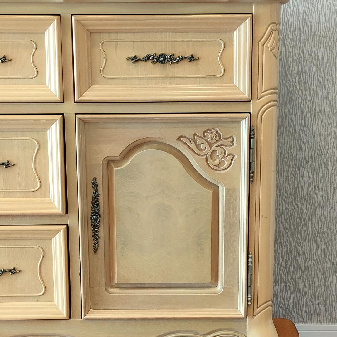 フレンチ　アンティーク　チェスト　引出し5杯　開き扉