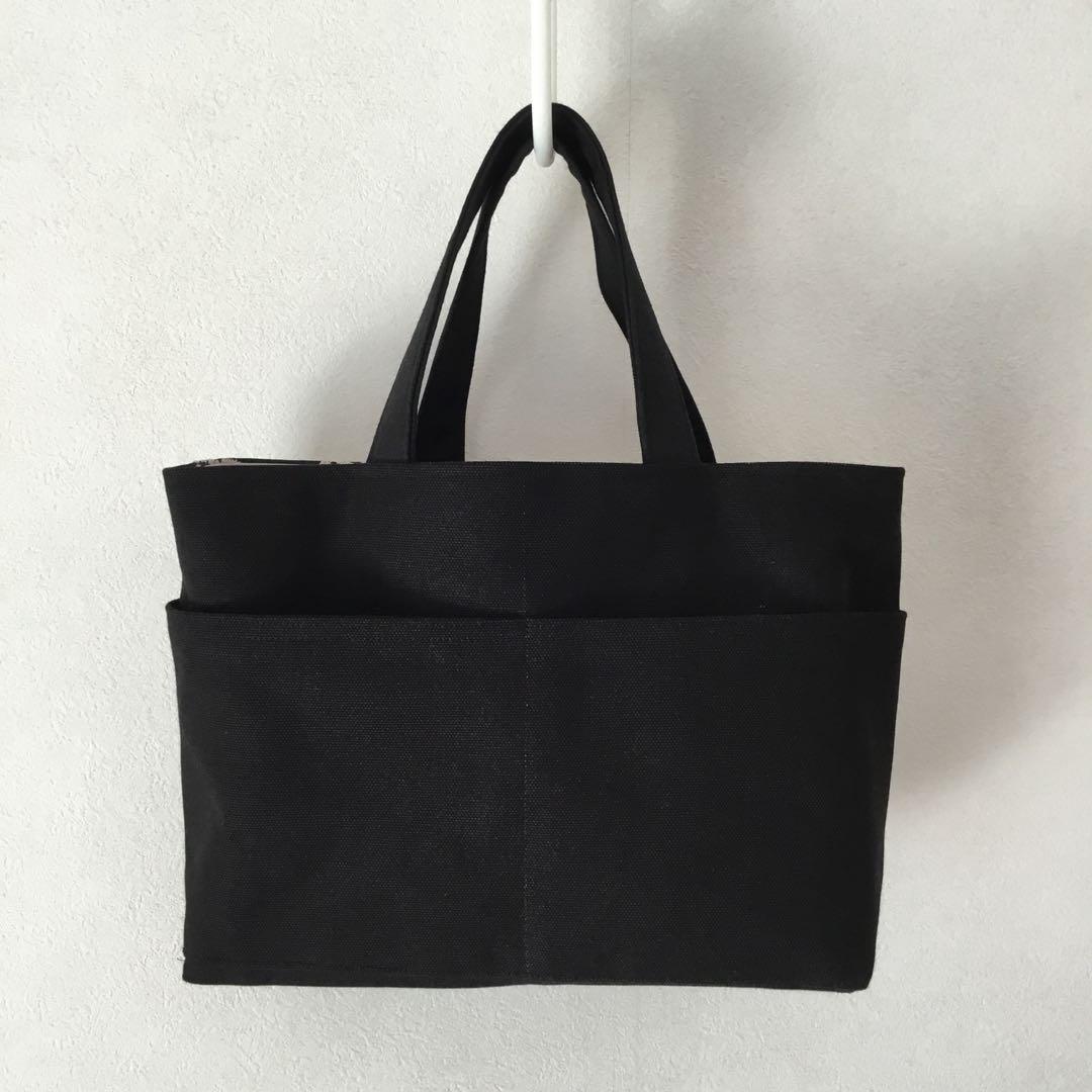 spica 黒地×白刺繍　稲穂　トートバッグ