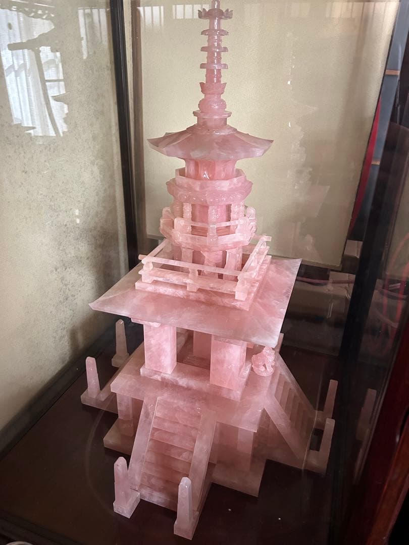 ローズクォーツ　多宝塔　天然石　希少品