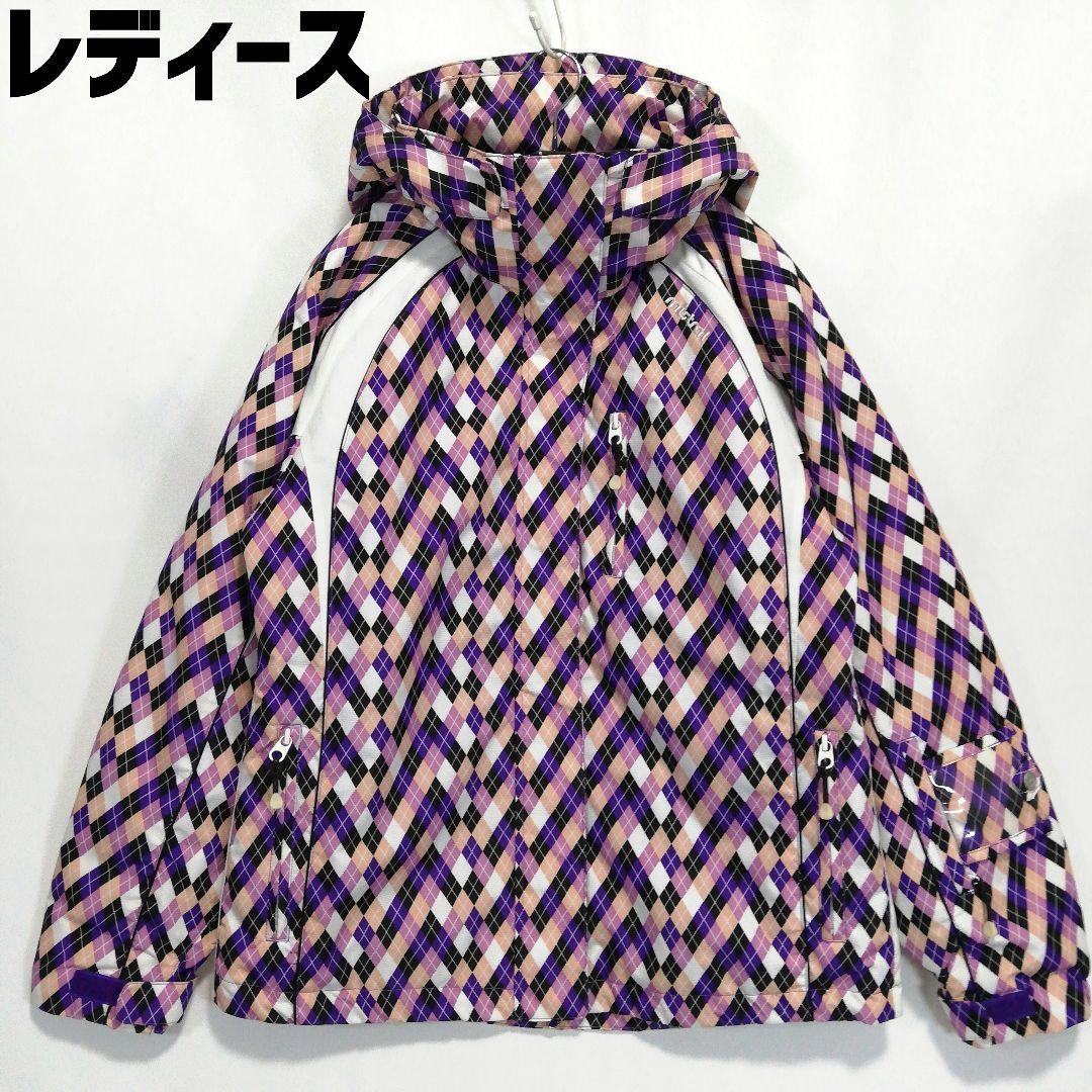 レディース LLサイズ スキーウェア ジャケット アーガイル パープル系 女性用