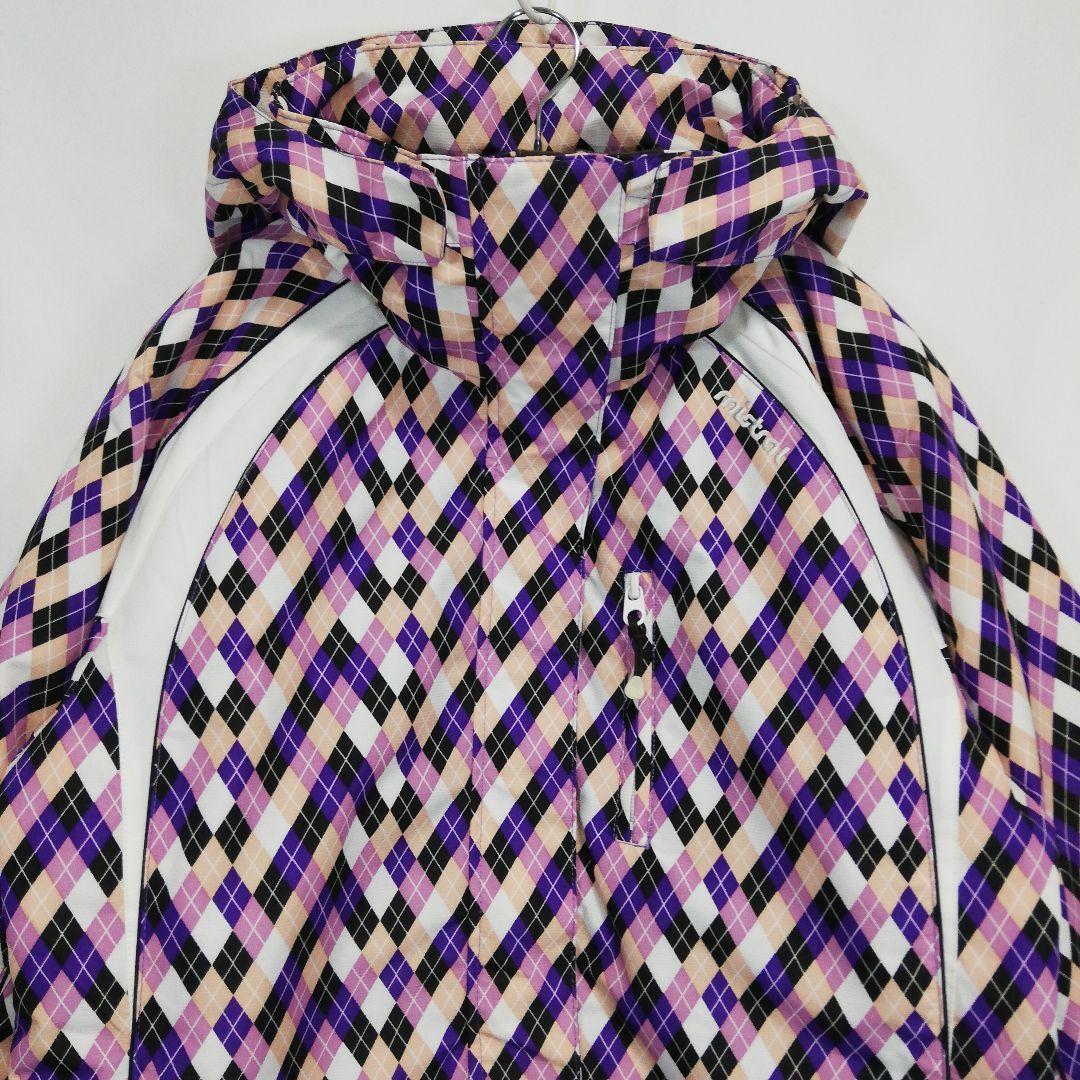 レディース LLサイズ スキーウェア ジャケット アーガイル パープル系 女性用
