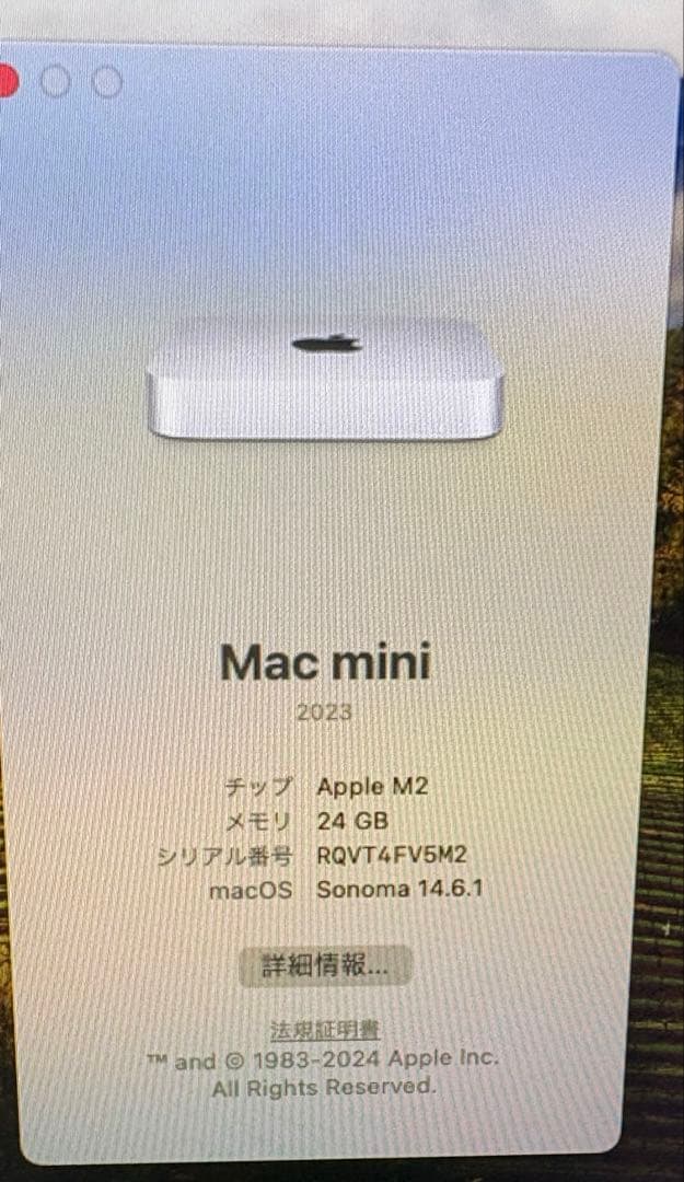 北*地様 美品 Mac mini 2023（M2 /24GB/2TB）