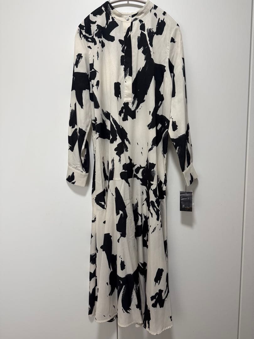 Aga インクアートプリントロングワンピース