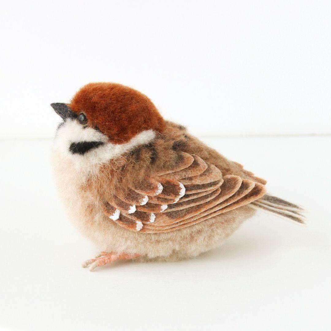 羊毛フェルト＊すずめ❤︎手のひらサイズのまったり鳥さん