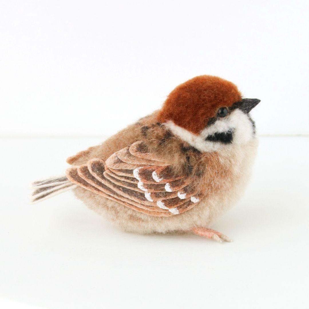 羊毛フェルト＊すずめ❤︎手のひらサイズのまったり鳥さん