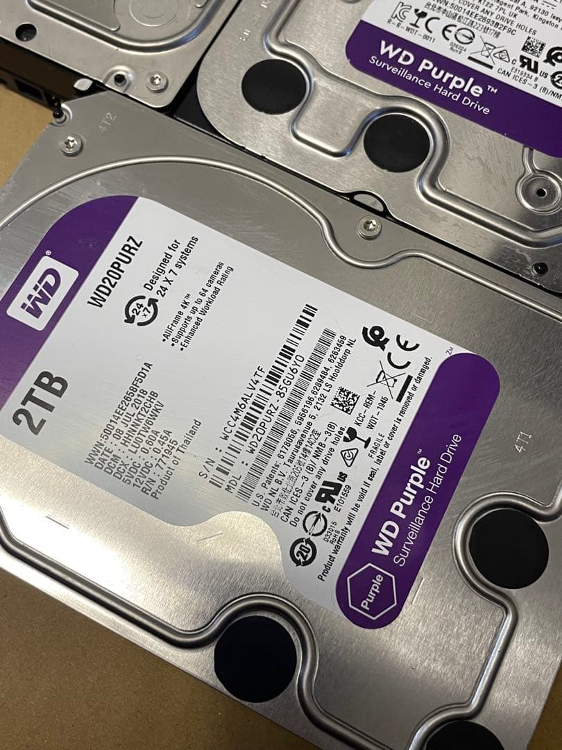 外付けハードディスク・ドライブ WD Purple(4TBx4)(6TBx2)(2TBx1) 30TB HDD