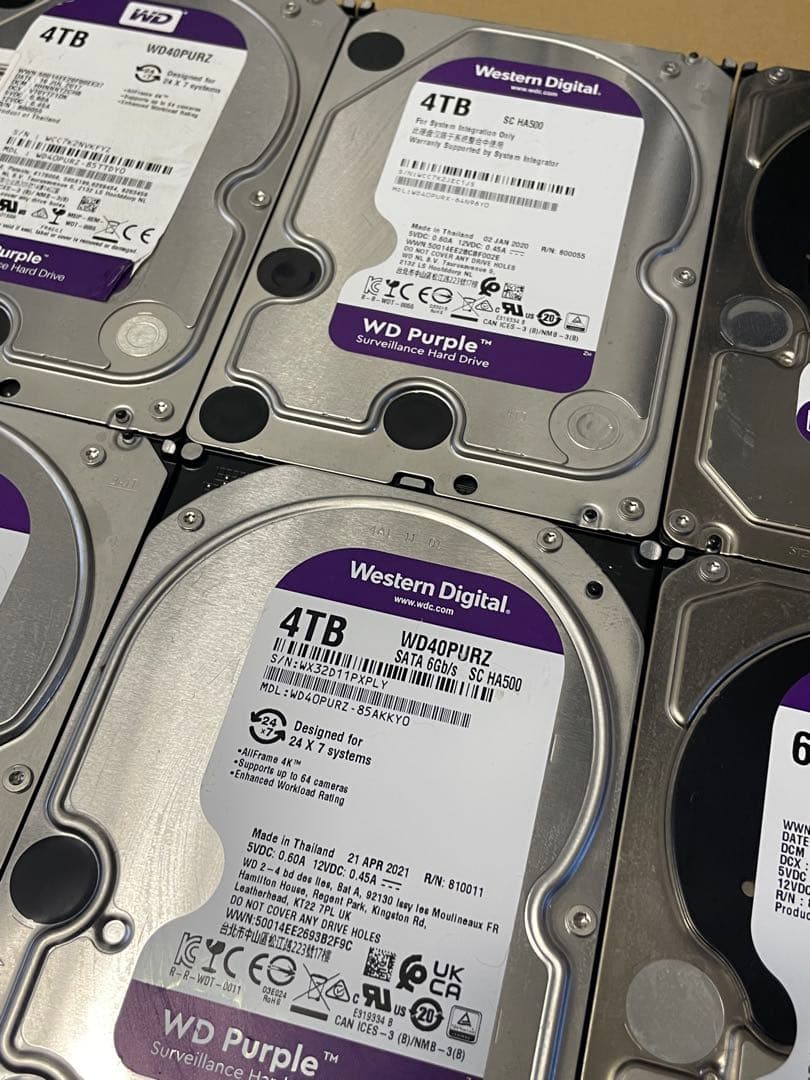 外付けハードディスク・ドライブ WD Purple(4TBx4)(6TBx2)(2TBx1) 30TB HDD