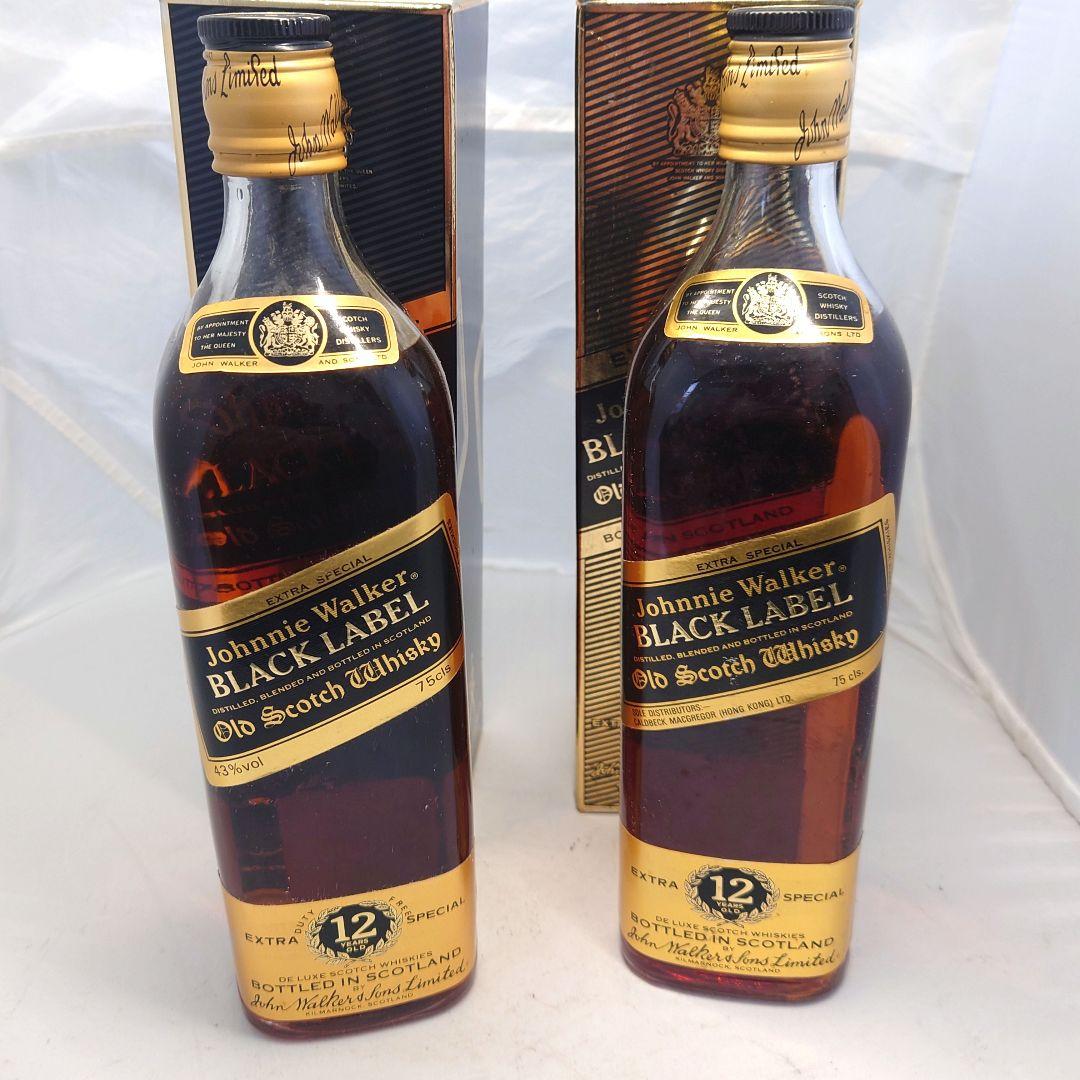 ２本セット　ジョニーウォーカー　ブラックラベル　箱付　ウイスキー　黒金キャップ