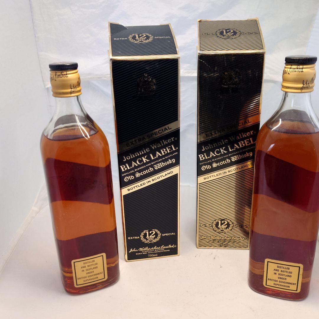 ２本セット　ジョニーウォーカー　ブラックラベル　箱付　ウイスキー　黒金キャップ
