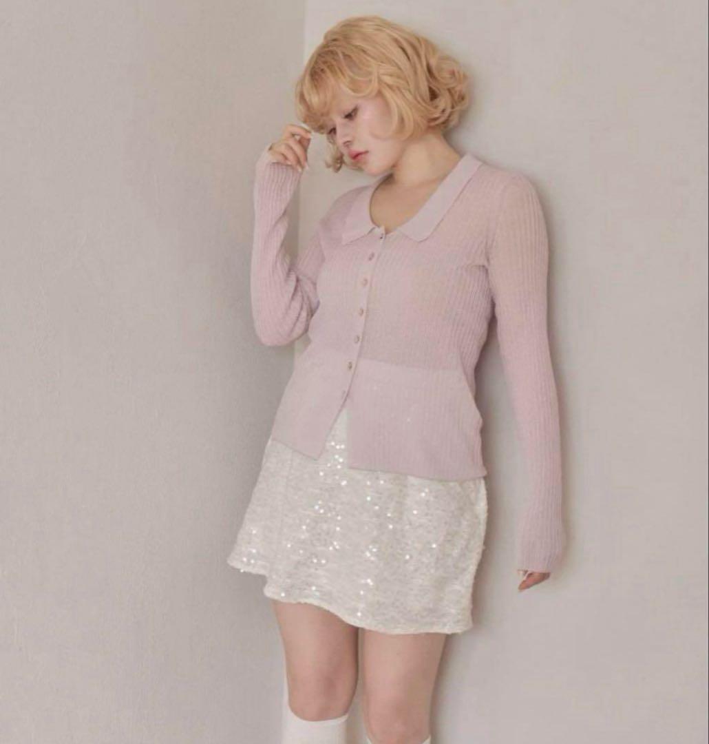 スカート muguet spangle mini skirt White