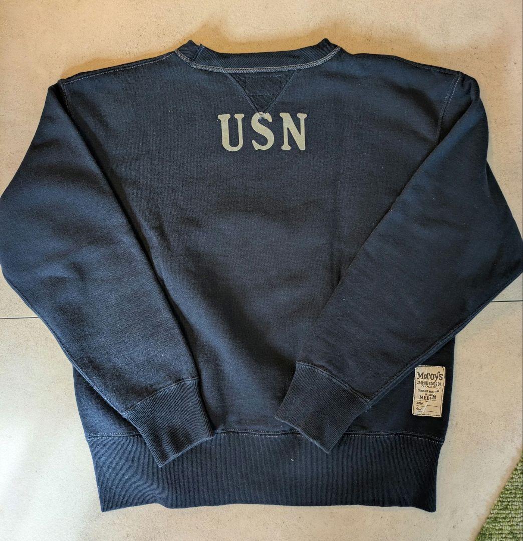 リアルマッコイズ USNロゴ ネイビー クルーネック スウェット