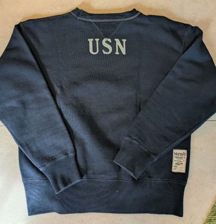 リアルマッコイズ USNロゴ ネイビー クルーネック スウェット