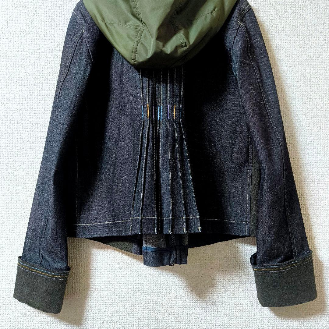 マリテフランソワジルボー 異素材 プリーツ ジャケット フーディ