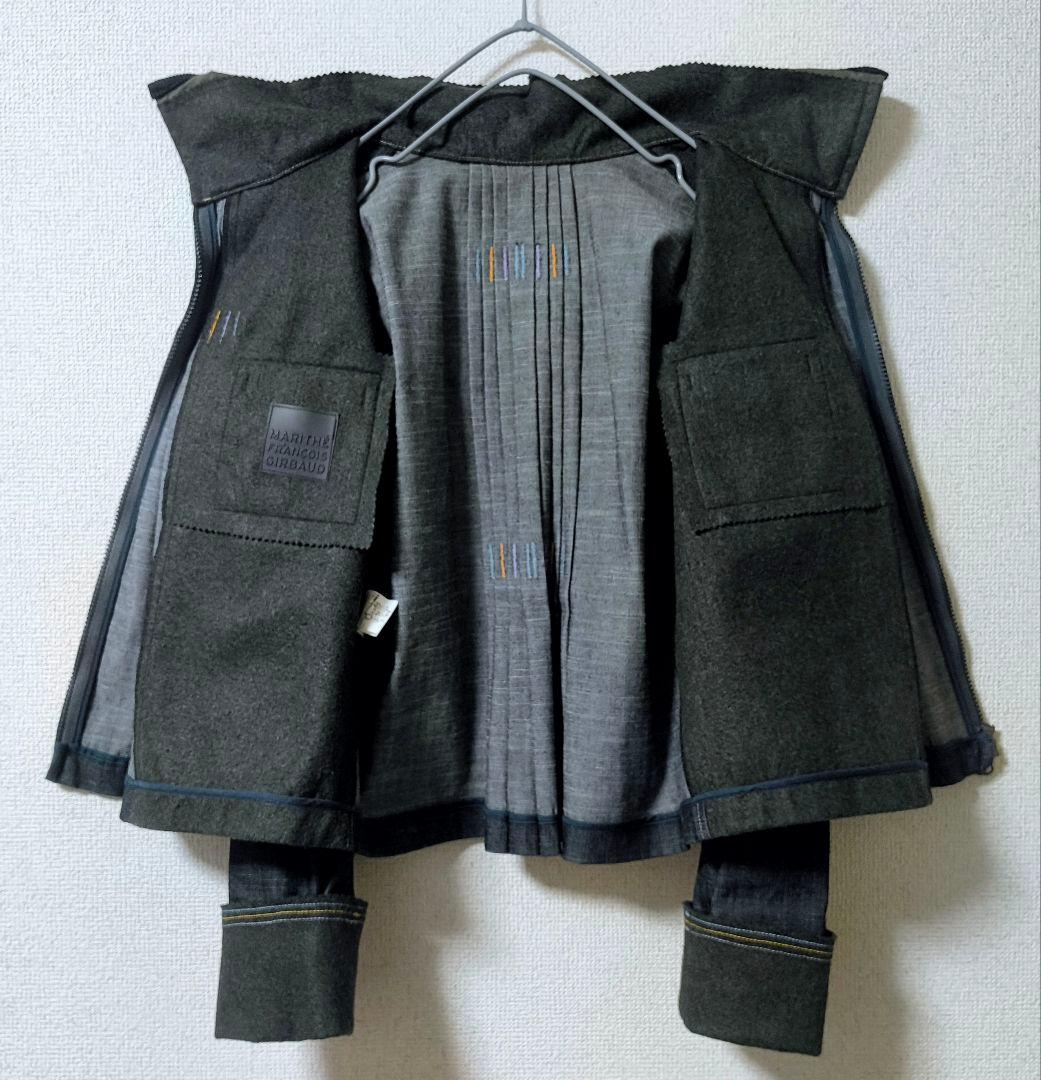 マリテフランソワジルボー 異素材 プリーツ ジャケット フーディ