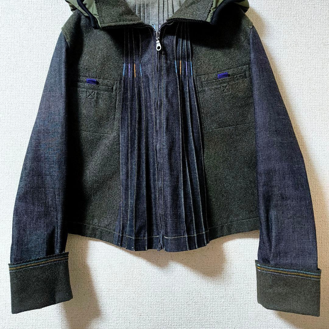 マリテフランソワジルボー 異素材 プリーツ ジャケット フーディ