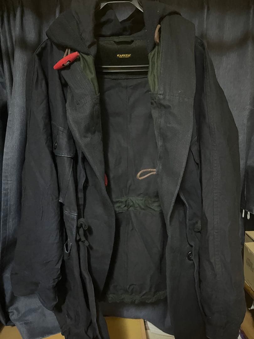 KAPITAL ネイビー モッズコート フード付き