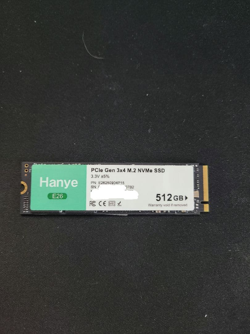 【動作確認済】M.2 NVMe SSD 512GB【ほぼ新品】