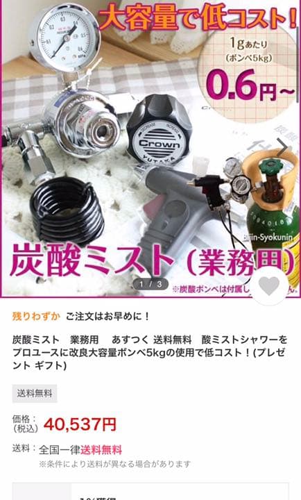 美人職人　炭酸ミスト　業務用　自宅使い可能　美品　減圧器のみなし