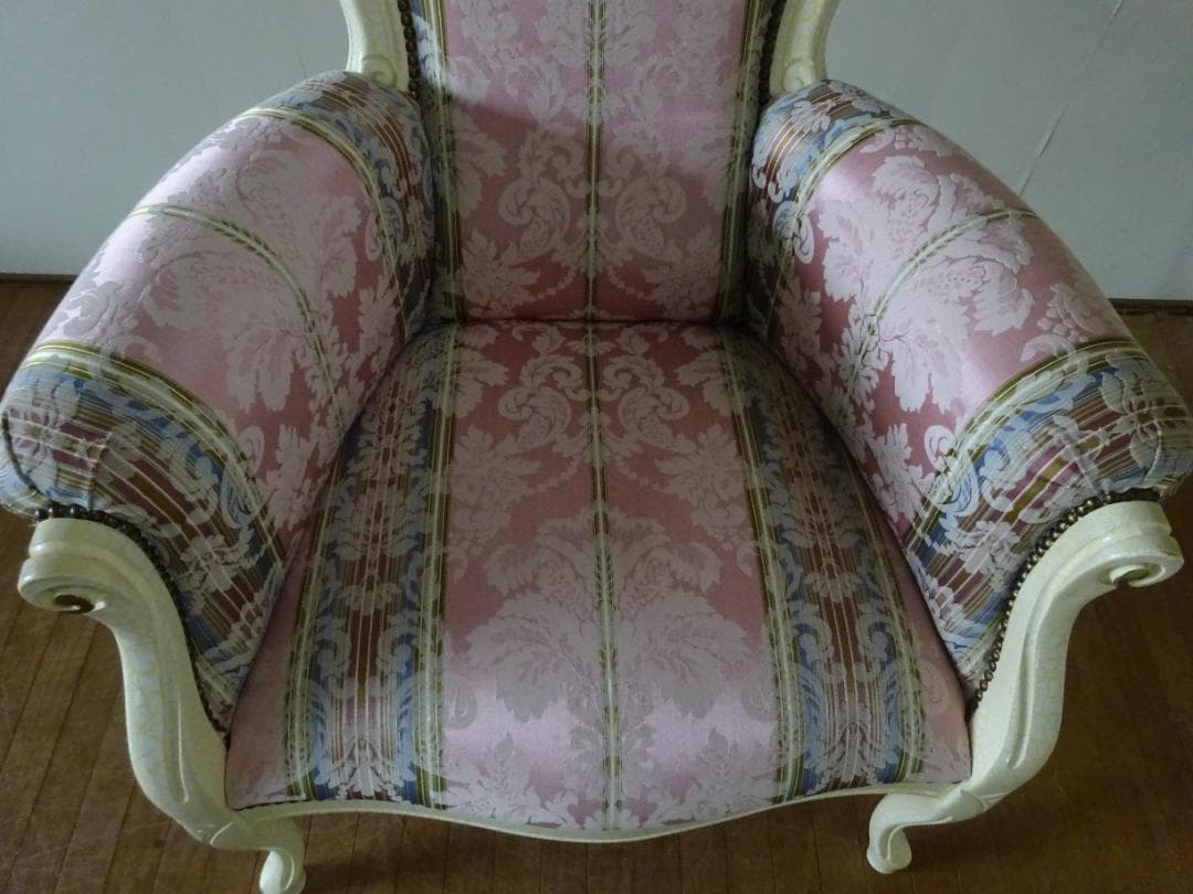 イタリア家具　ロココ調　1Pチェア　パーソナルチェア　白家具　姫家具　美品