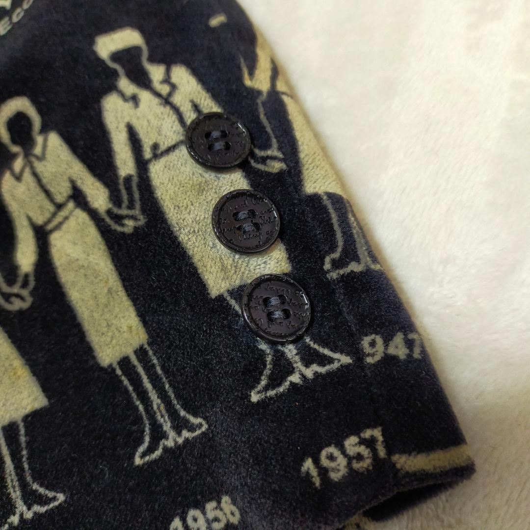 90'S　イタリア製　MOSCHINO　総柄　ベルベットテーラードジャケット