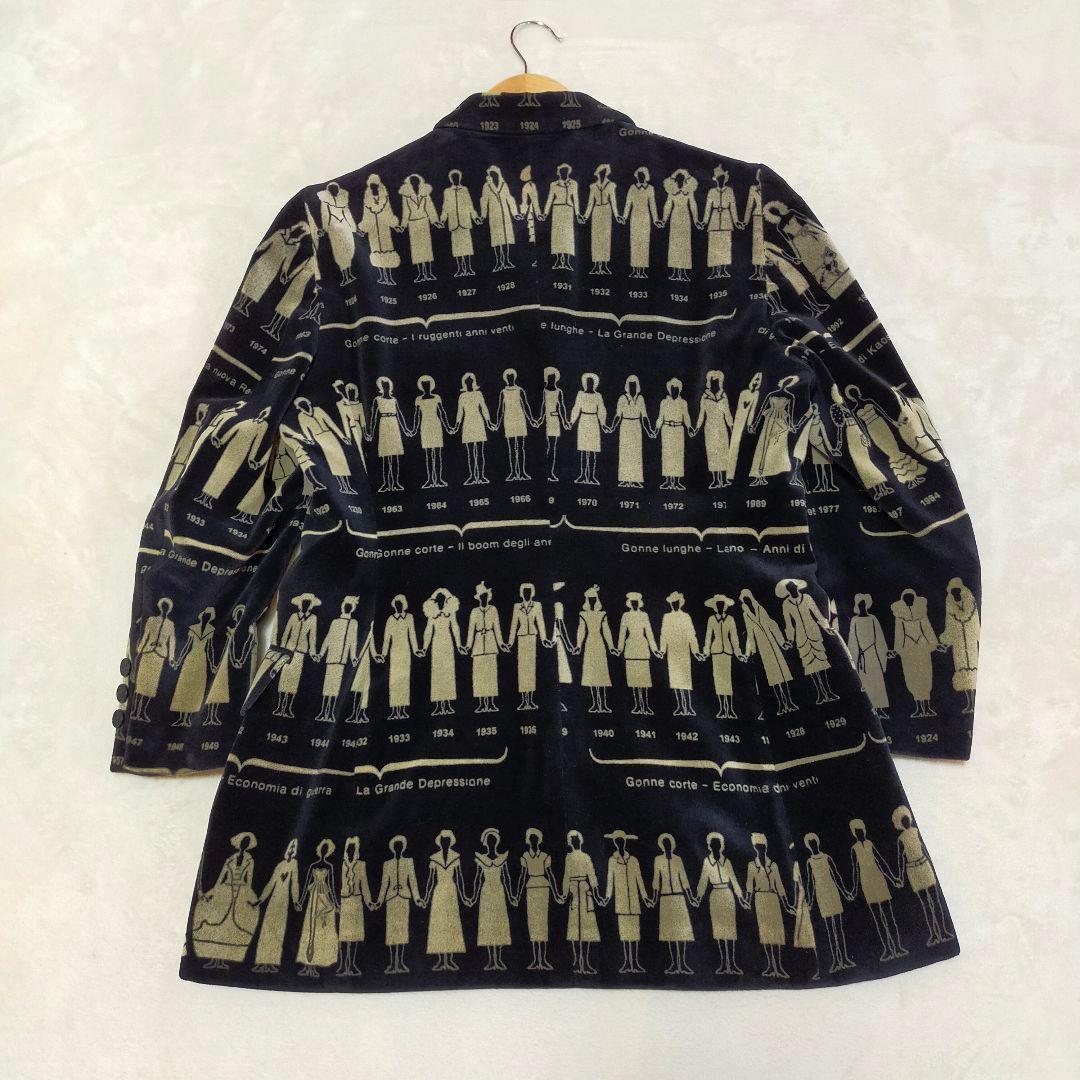 90'S　イタリア製　MOSCHINO　総柄　ベルベットテーラードジャケット