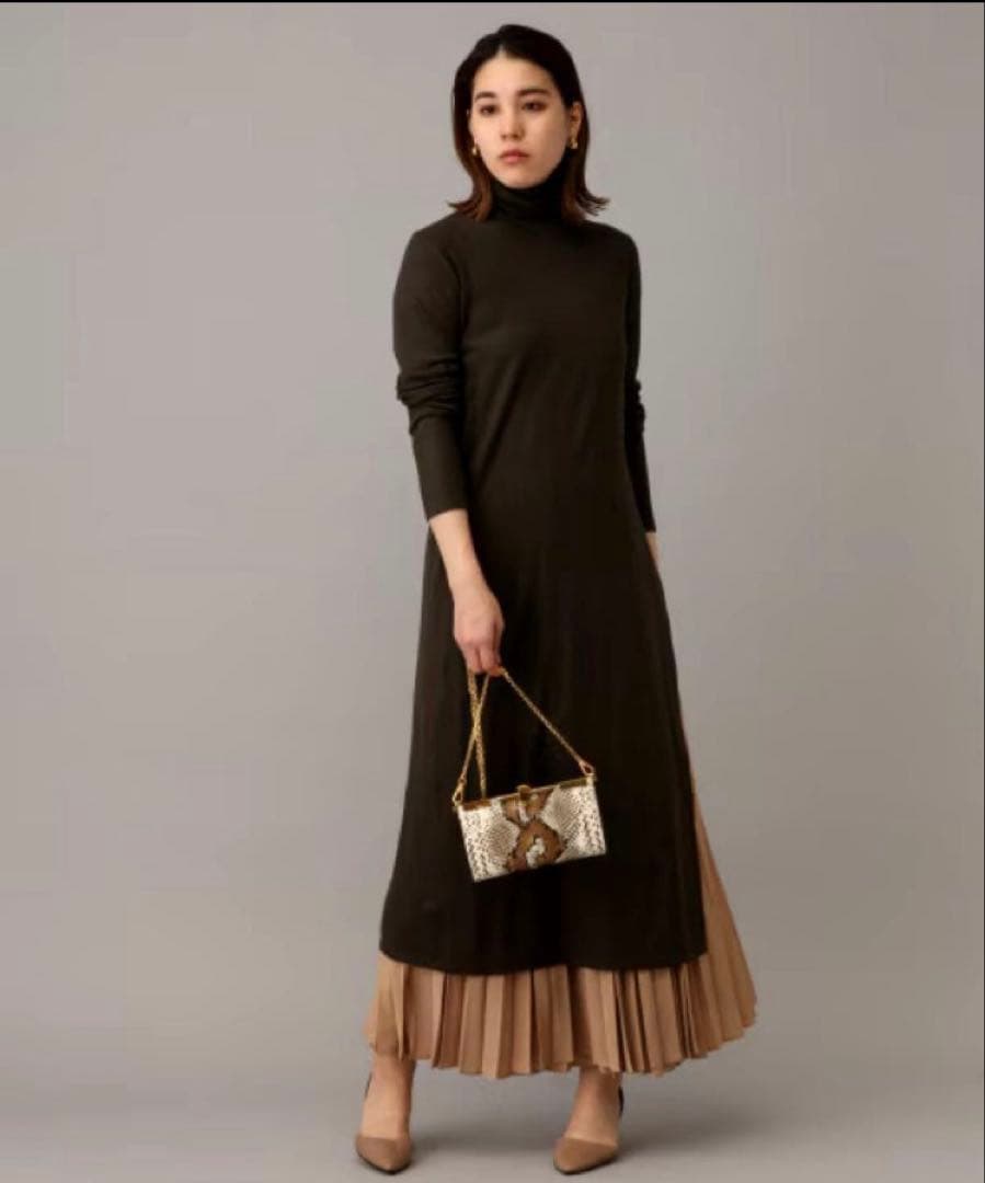 美品　カオス Chaos ウール サイドスリット タートルネック ワンピース