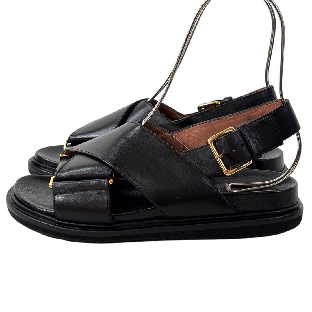 マルニ MARNI 36 23 フスベットサンダル クロスベルト ブラック 黒