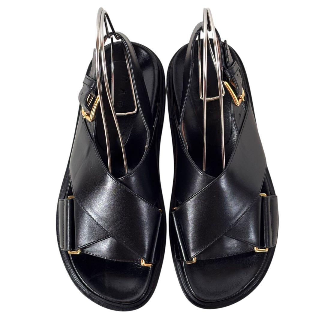 マルニ MARNI 36 23 フスベットサンダル クロスベルト ブラック 黒