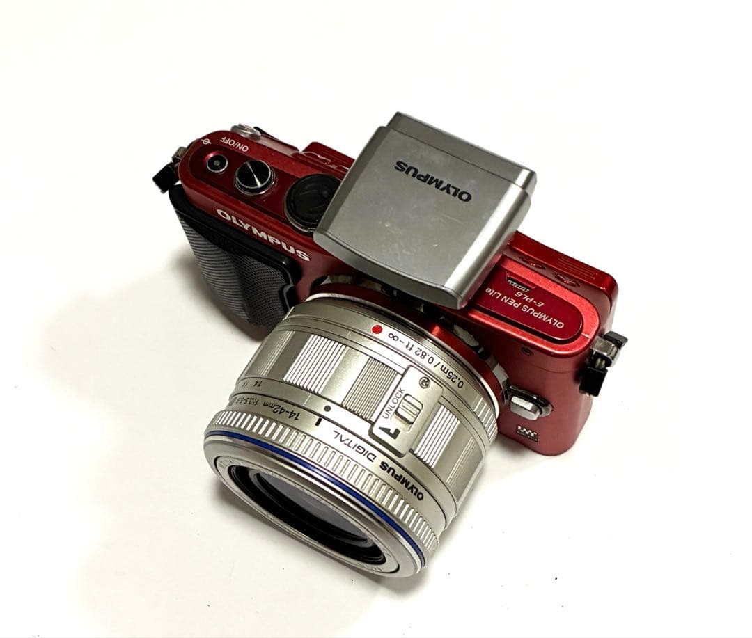 PEN E-PL6 ミラーレス一眼 レッド 標準レンズ・ストロボ付セット