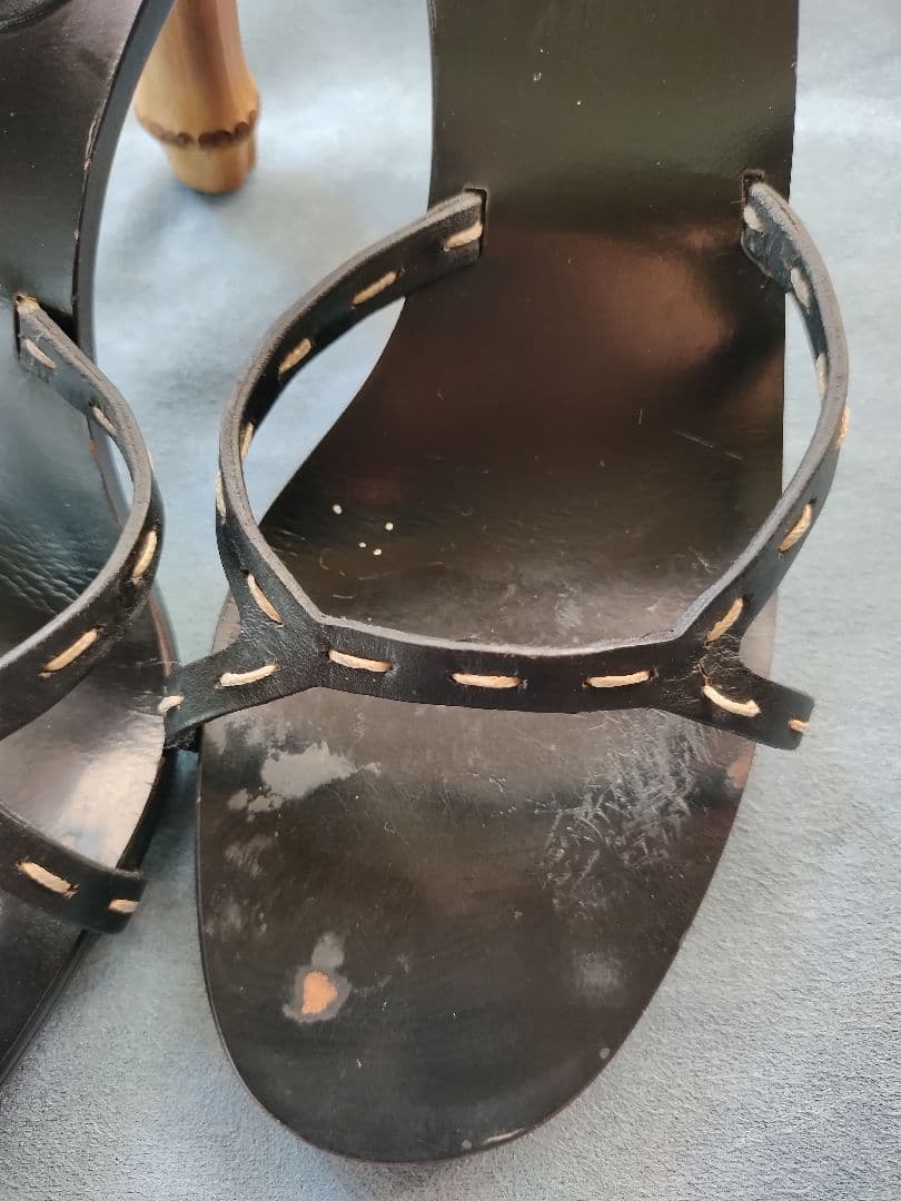 GUCCI グッチ ブラック ミュール サンダル バンブーヒール