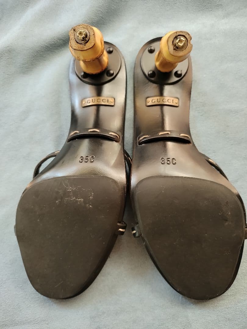 GUCCI グッチ ブラック ミュール サンダル バンブーヒール