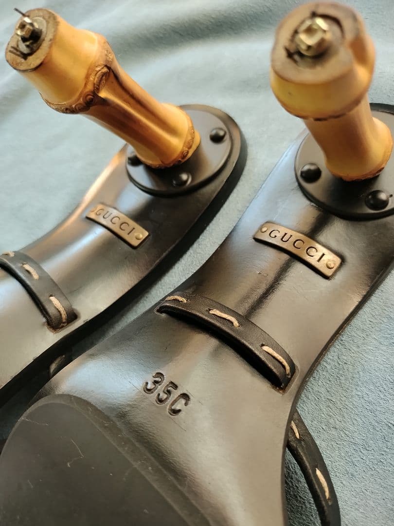 GUCCI グッチ ブラック ミュール サンダル バンブーヒール