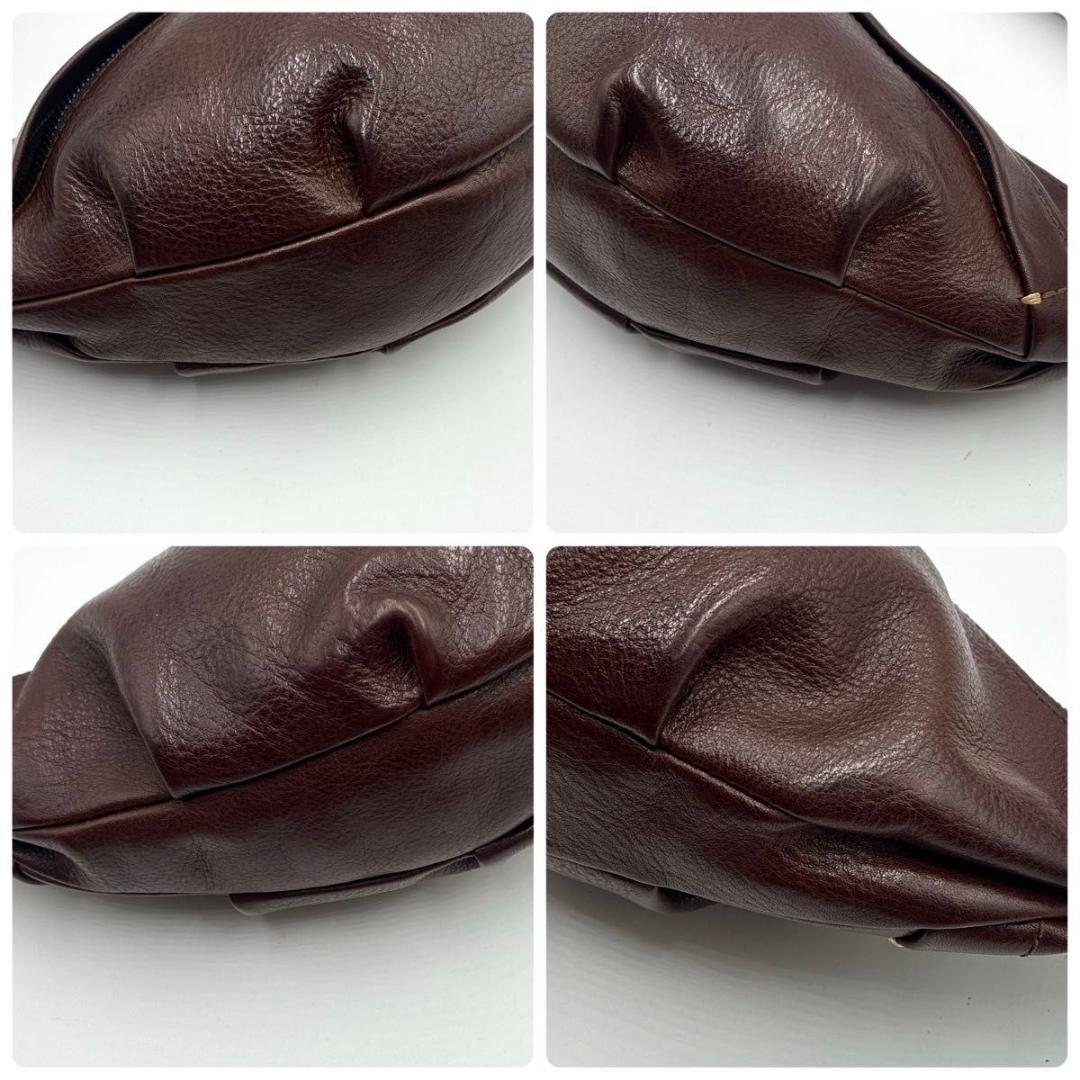 人気 ゲンテン ボディバッグ ショルダーバッグ 三日月 トスカ レザー ブラウン