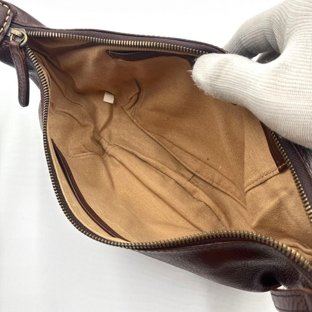 人気 ゲンテン ボディバッグ ショルダーバッグ 三日月 トスカ レザー ブラウン