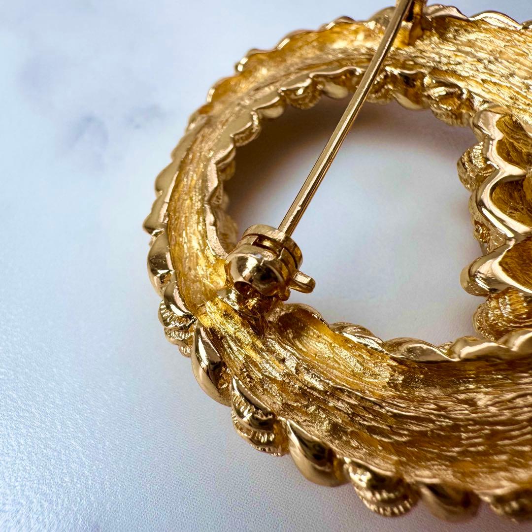 美品　クリスチャンディオール　ツイストブローチ　ラインストーン　ゴールド　ドイツ