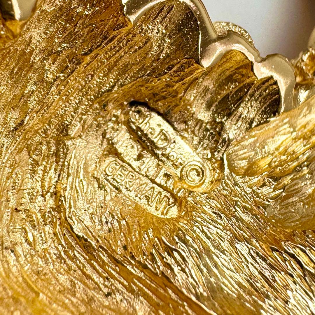 美品　クリスチャンディオール　ツイストブローチ　ラインストーン　ゴールド　ドイツ