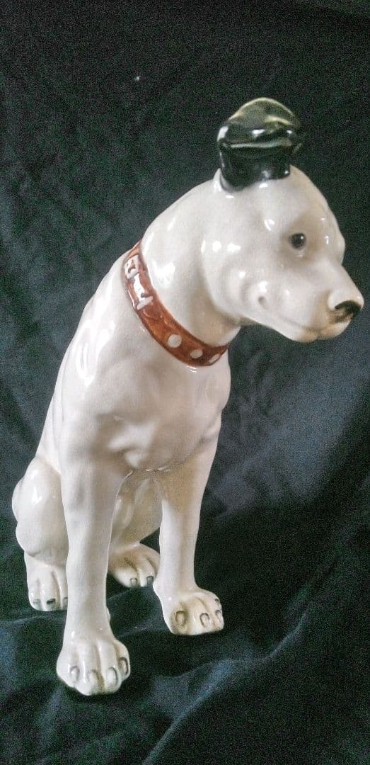 みーちゃんです。Victor ビクター 犬 ニッパー大き 陶器製 当時置物