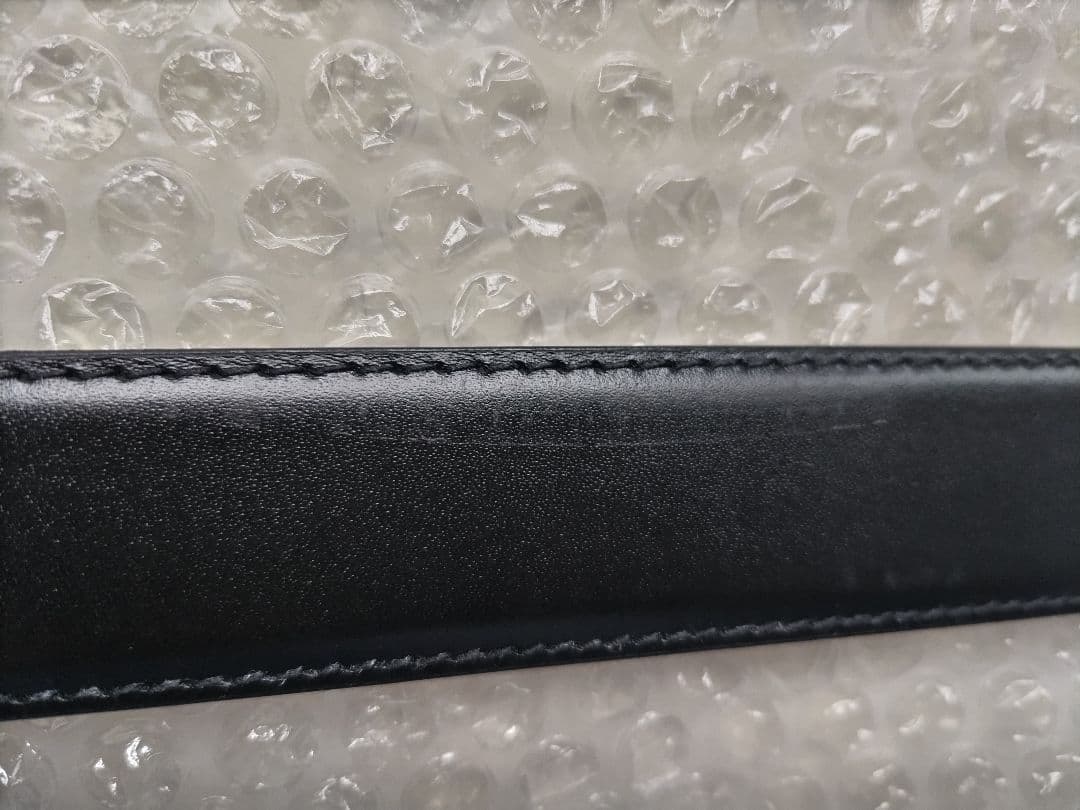 訳あり GUCCI グッチ Ladys ブラックレザー ベルト ダブルGロゴ