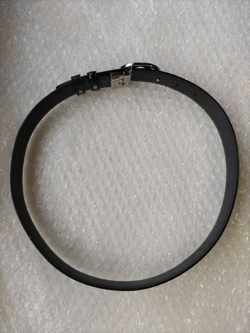 訳あり GUCCI グッチ Ladys ブラックレザー ベルト ダブルGロゴ