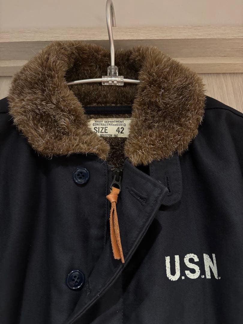 ★美品★HOUSTON N-1 デッキジャケット U.S.N ミリタリー 紺