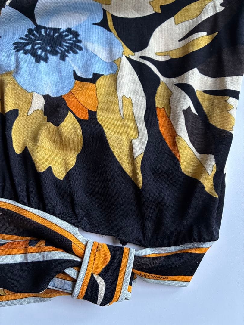 LEONARD 長袖ブラウス 花柄 シルク40% ウール60%